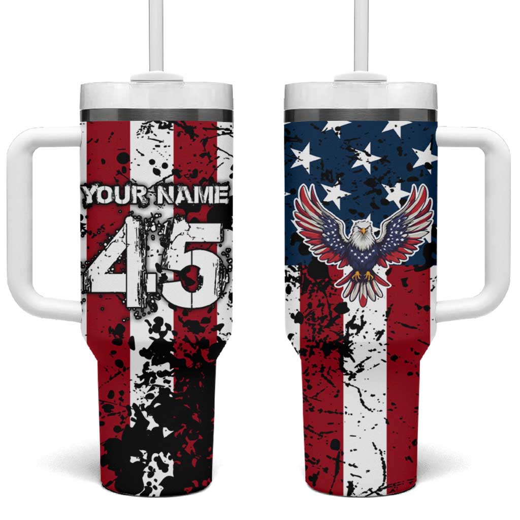 Custom American Flag Motocross Tumbler With Handle with Eagle Graphic - Wonder Print Shop