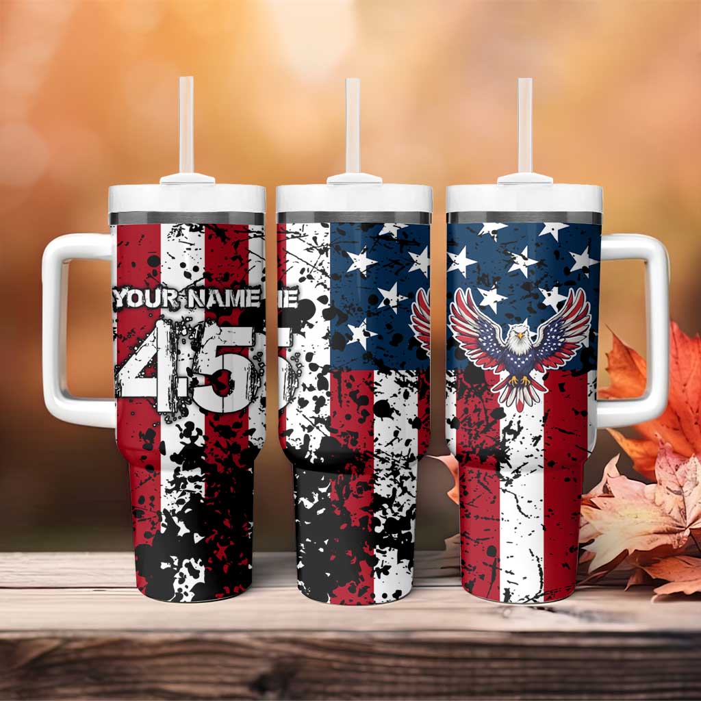 Custom American Flag Motocross Tumbler With Handle with Eagle Graphic - Wonder Print Shop