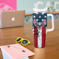 Custom American Flag Motocross Tumbler With Handle with Eagle Graphic - Wonder Print Shop