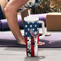 Custom American Flag Motocross Tumbler With Handle with Eagle Graphic - Wonder Print Shop