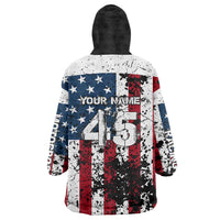 Custom American Flag Motocross Wearable Blanket Hoodie with Eagle Graphic - Wonder Print Shop