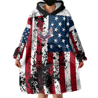 Custom American Flag Motocross Wearable Blanket Hoodie with Eagle Graphic - Wonder Print Shop