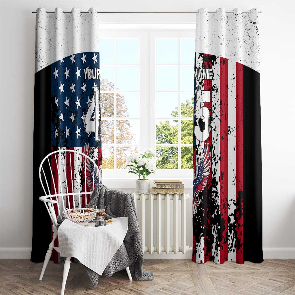 Custom American Flag Motocross Window Curtain with Eagle Graphic - Wonder Print Shop