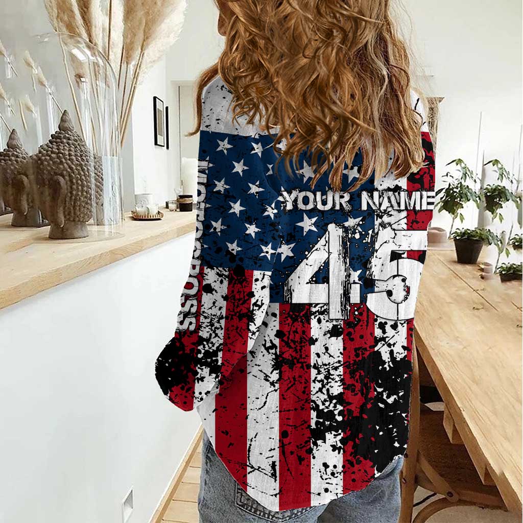 Custom American Flag Motocross Women Casual Shirt with Eagle Graphic - Wonder Print Shop