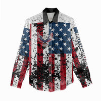 Custom American Flag Motocross Women Casual Shirt with Eagle Graphic - Wonder Print Shop