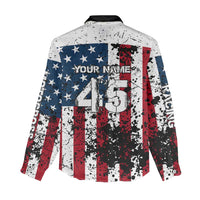 Custom American Flag Motocross Women Casual Shirt with Eagle Graphic - Wonder Print Shop