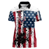 Custom American Flag Motocross Women Polo Shirt with Eagle Graphic - Wonder Print Shop