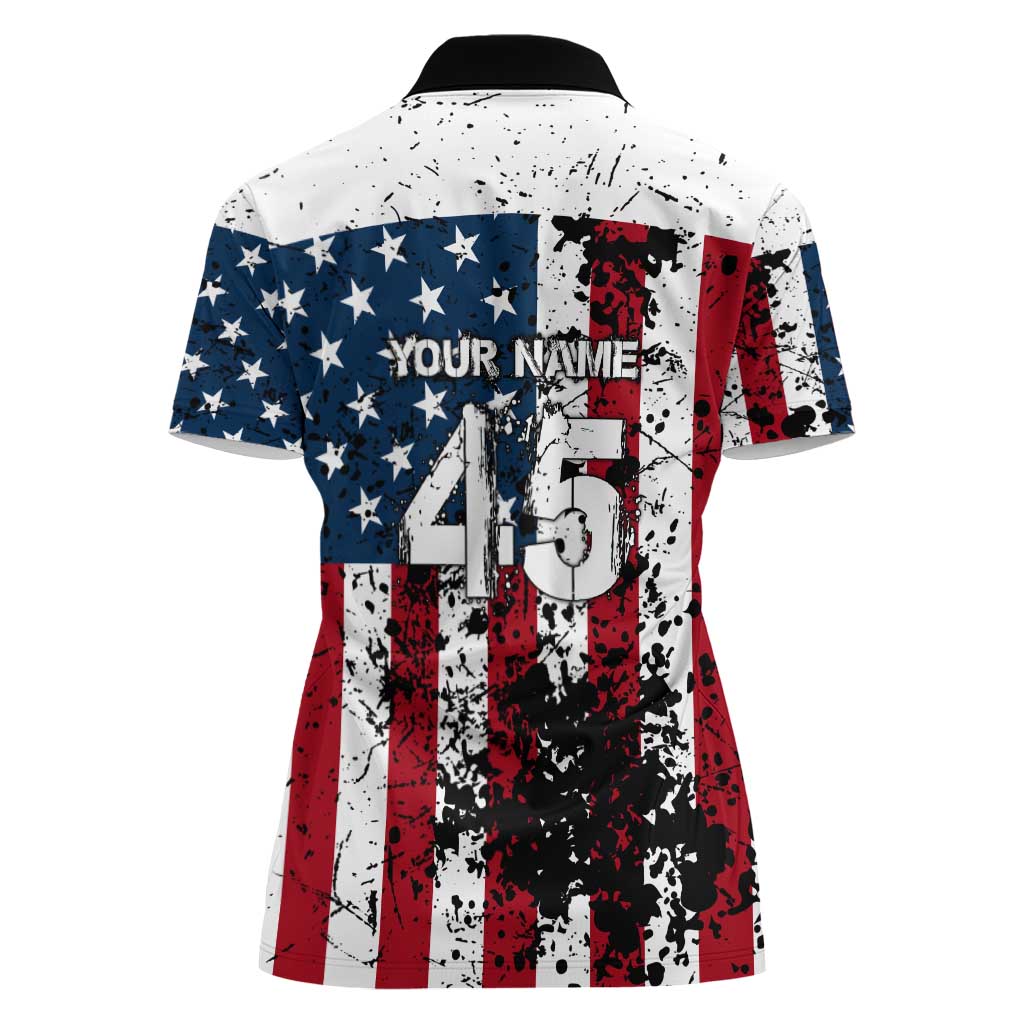 Custom American Flag Motocross Women Polo Shirt with Eagle Graphic - Wonder Print Shop