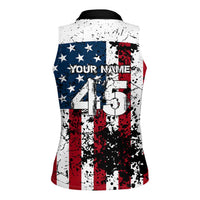 Custom American Flag Motocross Women Sleeveless Polo Shirt with Eagle Graphic - Wonder Print Shop