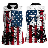 Custom American Flag Motocross Women Sleeveless Polo Shirt with Eagle Graphic - Wonder Print Shop