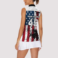 Custom American Flag Motocross Women Sleeveless Polo Shirt with Eagle Graphic - Wonder Print Shop