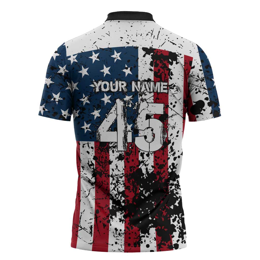 Custom American Flag Motocross Zipper Polo Shirt with Eagle Graphic - Wonder Print Shop