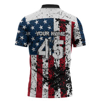 Custom American Flag Motocross Zipper Polo Shirt with Eagle Graphic - Wonder Print Shop