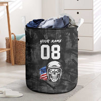 Custom American Flag Skull Motocross Laundry Basket - Wonder Print Shop