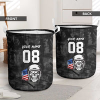 Custom American Flag Skull Motocross Laundry Basket - Wonder Print Shop