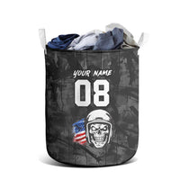 Custom American Flag Skull Motocross Laundry Basket - Wonder Print Shop
