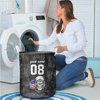 Custom American Flag Skull Motocross Laundry Basket - Wonder Print Shop