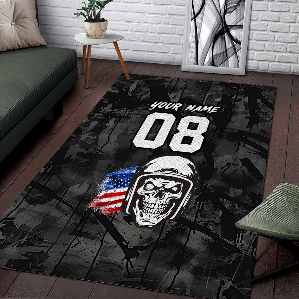 Custom American Flag Skull Motocross Area Rug - Wonder Print Shop