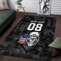 Custom American Flag Skull Motocross Area Rug - Wonder Print Shop