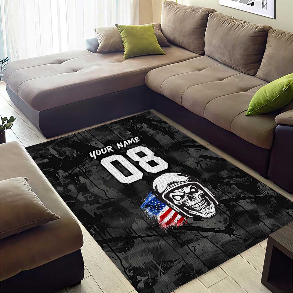 Custom American Flag Skull Motocross Area Rug - Wonder Print Shop