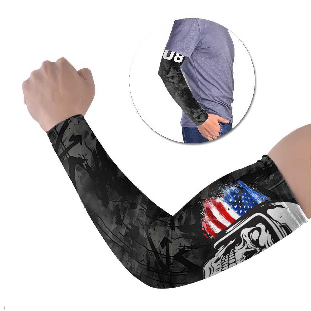 Custom American Flag Skull Motocross Arm Sleeves - Wonder Print Shop