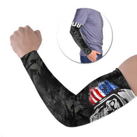 Custom American Flag Skull Motocross Arm Sleeves - Wonder Print Shop
