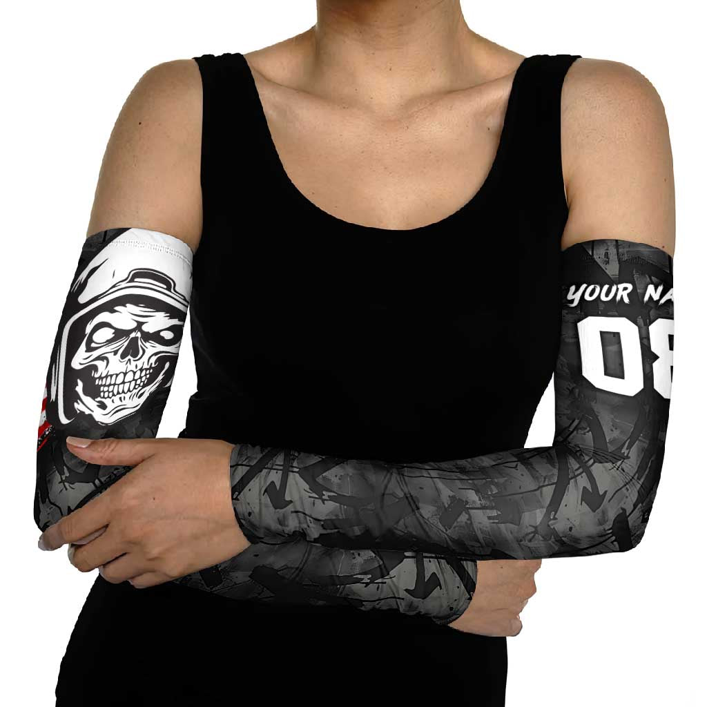 Custom American Flag Skull Motocross Arm Sleeves - Wonder Print Shop