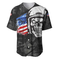 Custom American Flag Skull Motocross Baseball Jersey - Wonder Print Shop