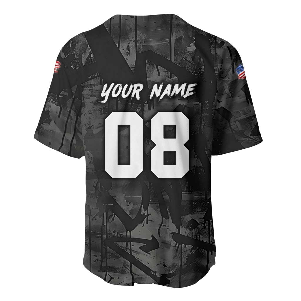 Custom American Flag Skull Motocross Baseball Jersey - Wonder Print Shop