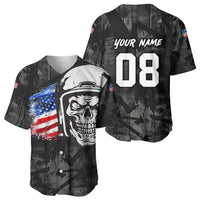 Custom American Flag Skull Motocross Baseball Jersey - Wonder Print Shop