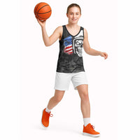 Custom American Flag Skull Motocross Basketball Jersey - Wonder Print Shop
