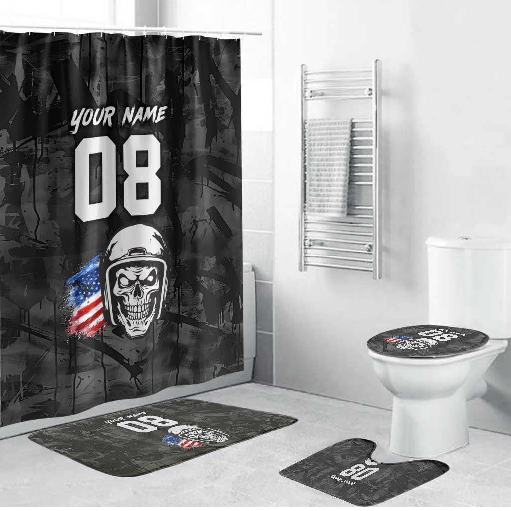 Custom American Flag Skull Motocross Bathroom Set - Wonder Print Shop