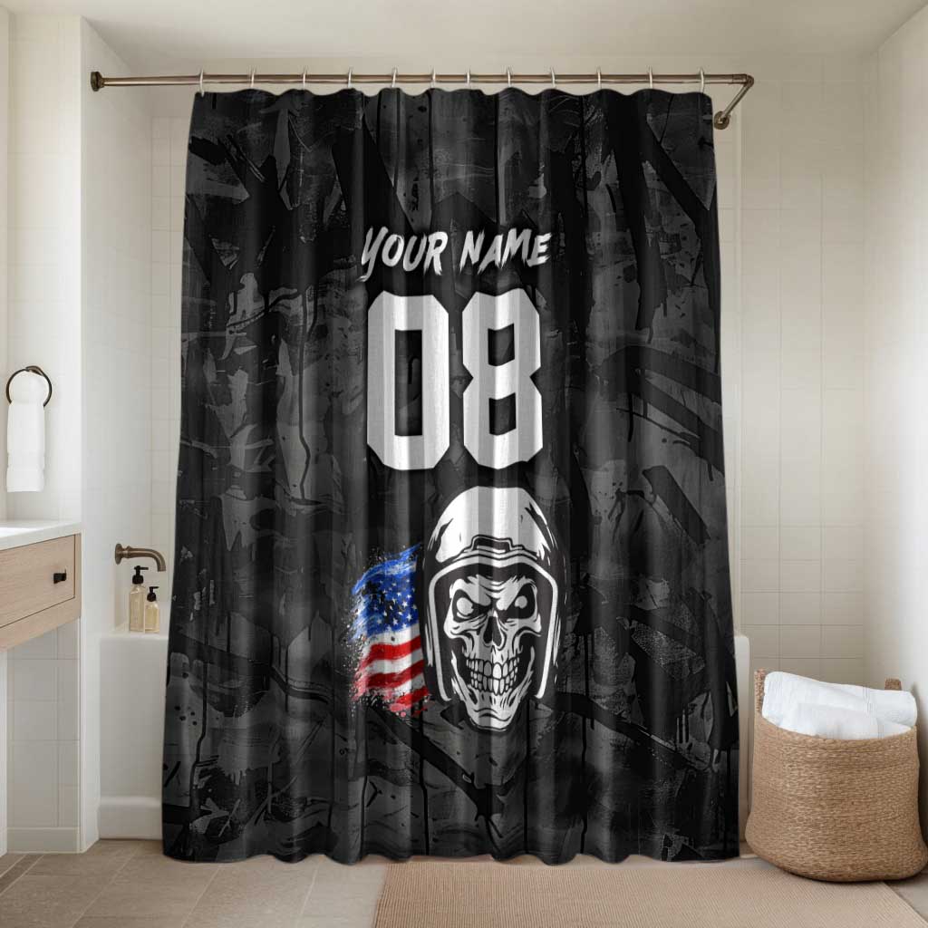 Custom American Flag Skull Motocross Bathroom Set - Wonder Print Shop