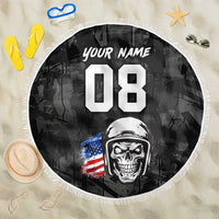 Custom American Flag Skull Motocross Beach Blanket - Wonder Print Shop