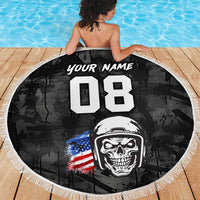 Custom American Flag Skull Motocross Beach Blanket - Wonder Print Shop