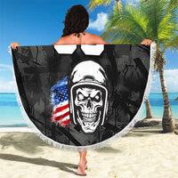 Custom American Flag Skull Motocross Beach Blanket - Wonder Print Shop