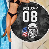 Custom American Flag Skull Motocross Beach Blanket - Wonder Print Shop
