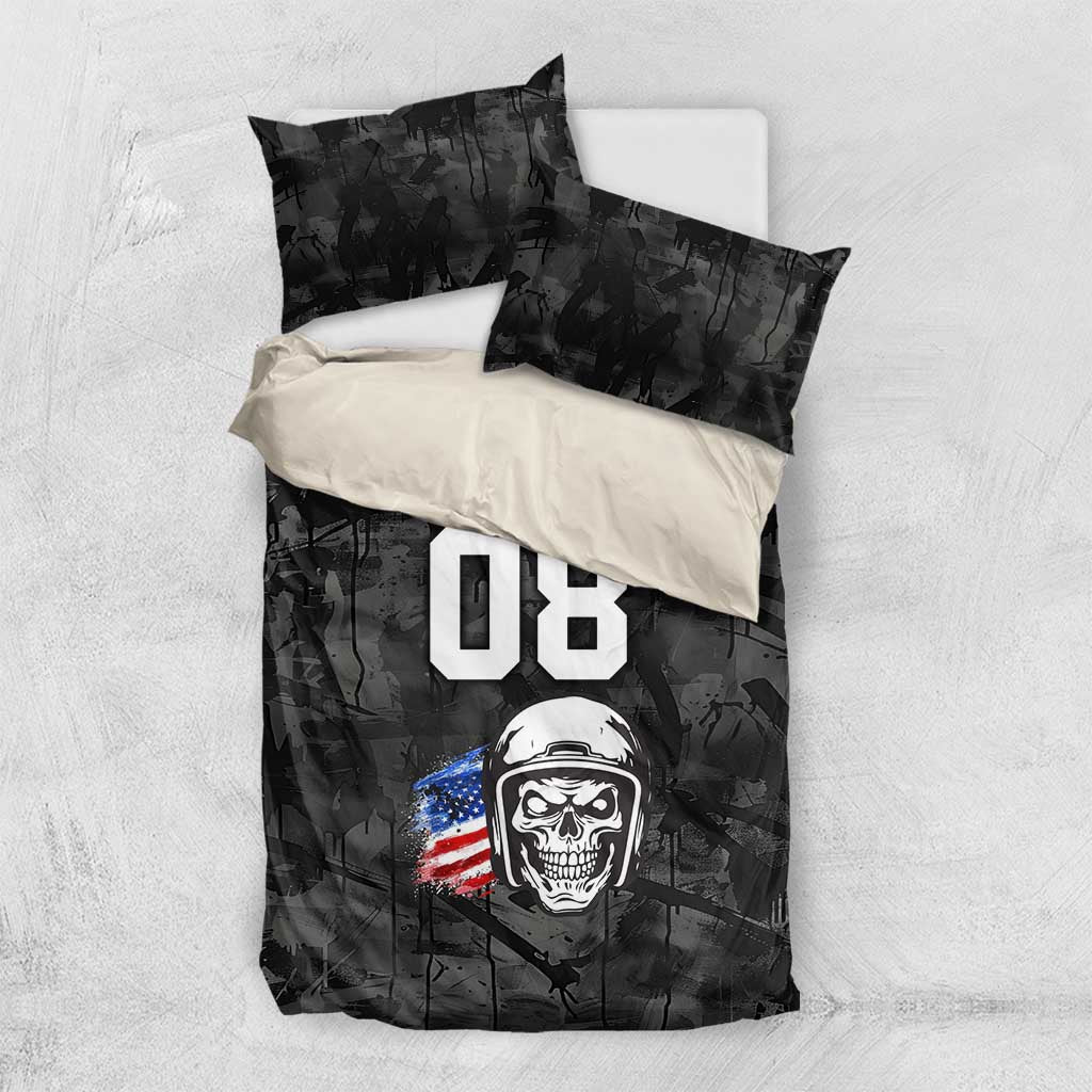Custom American Flag Skull Motocross Bedding Set - Wonder Print Shop