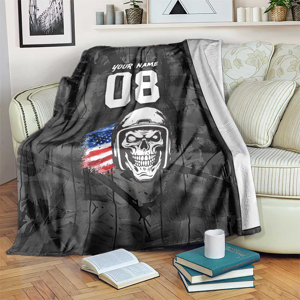 Custom American Flag Skull Motocross Blanket - Wonder Print Shop