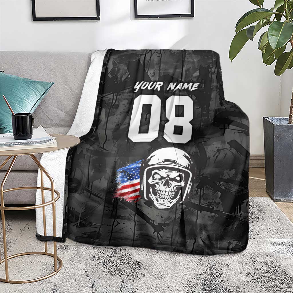 Custom American Flag Skull Motocross Blanket - Wonder Print Shop