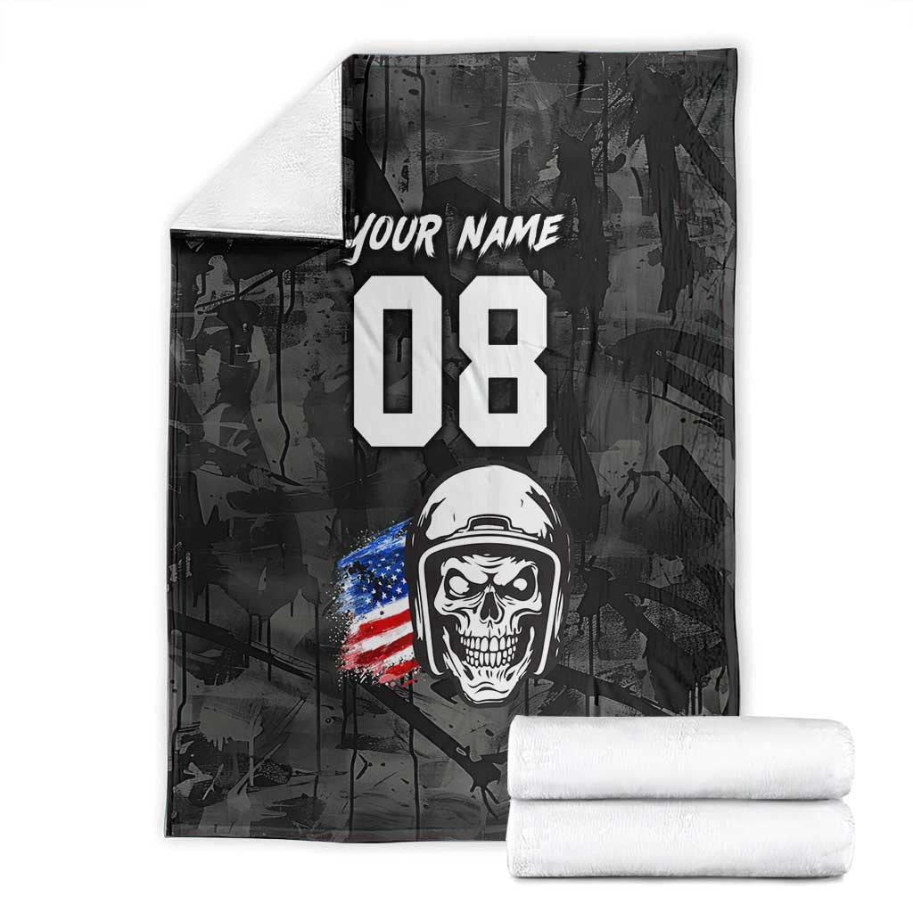 Custom American Flag Skull Motocross Blanket - Wonder Print Shop
