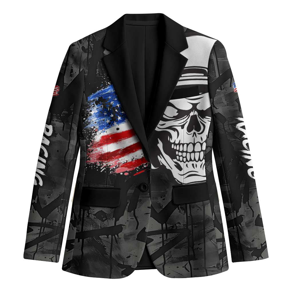 Custom American Flag Skull Motocross Blazer - Wonder Print Shop