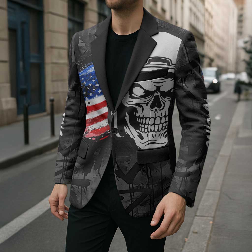 Custom American Flag Skull Motocross Blazer - Wonder Print Shop