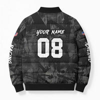 Custom American Flag Skull Motocross Bomber Puffer Jacket - Wonder Print Shop