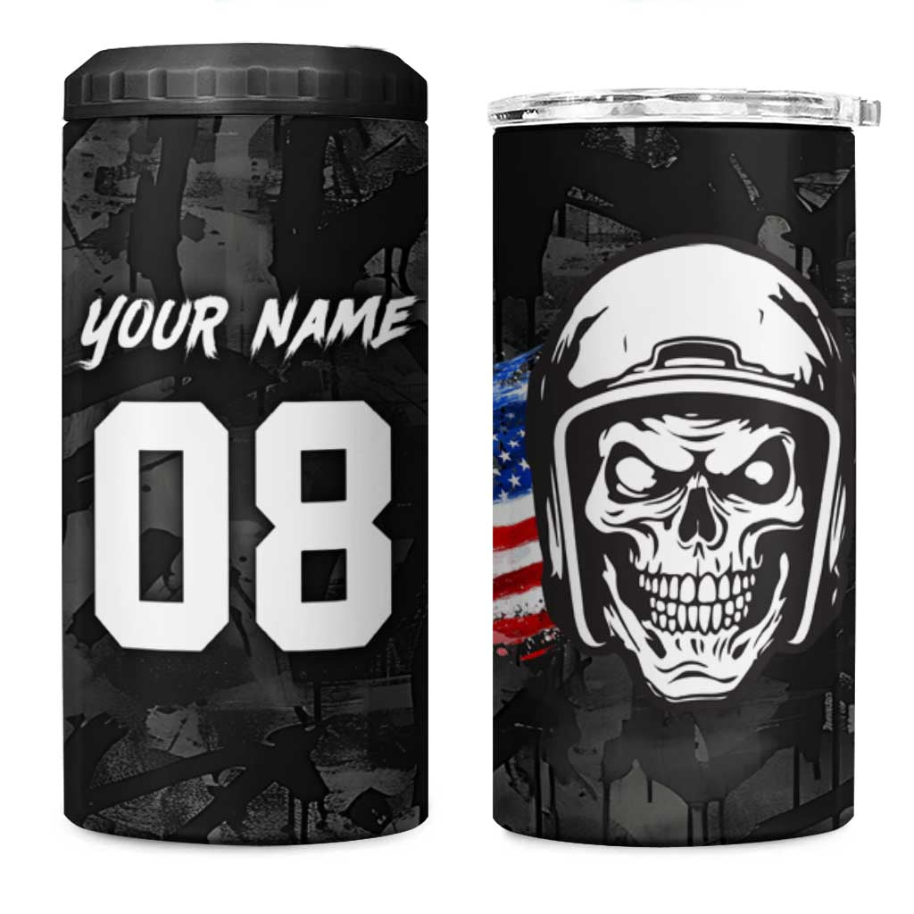 Custom American Flag Skull Motocross 4 in 1 Can Cooler Tumbler - Wonder Print Shop