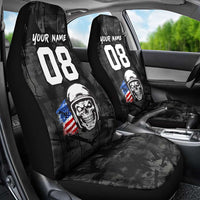 Custom American Flag Skull Motocross Car Seat Cover - undefined