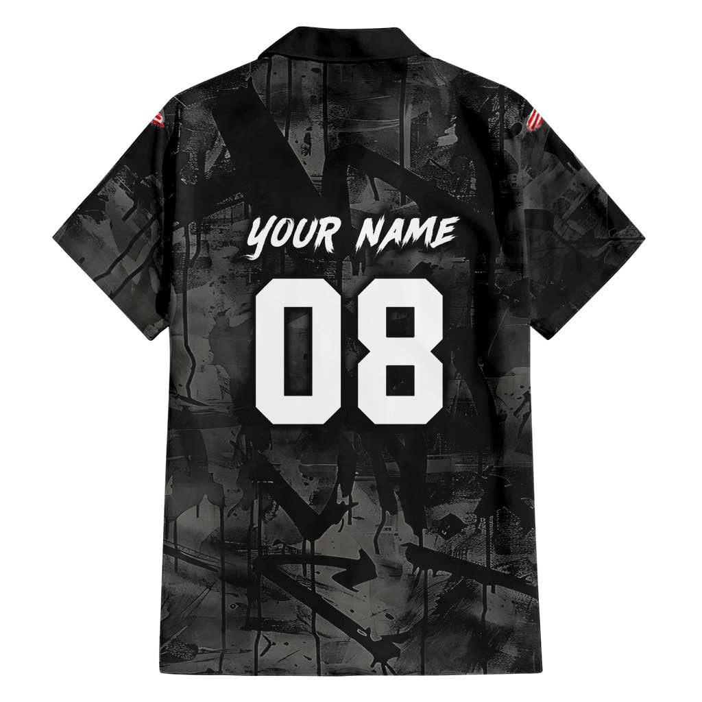 Custom American Flag Skull Motocross Family Matching Long Sleeve Bodycon Dress and Hawaiian Shirt - Wonder Print Shop