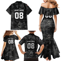 Custom American Flag Skull Motocross Family Matching Mermaid Dress and Hawaiian Shirt - Wonder Print Shop