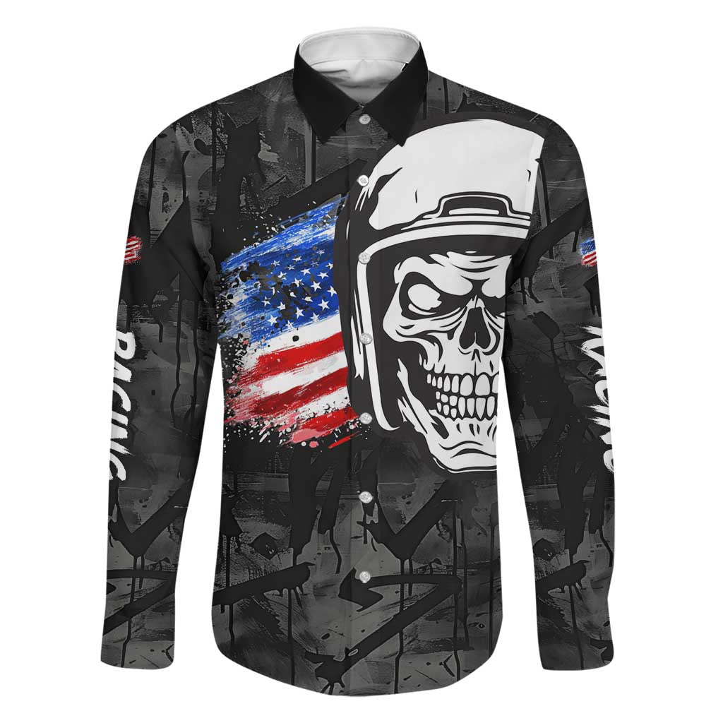 Custom American Flag Skull Motocross Family Matching Mermaid Dress and Hawaiian Shirt - Wonder Print Shop