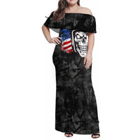 Custom American Flag Skull Motocross Family Matching Off Shoulder Maxi Dress and Hawaiian Shirt - Wonder Print Shop